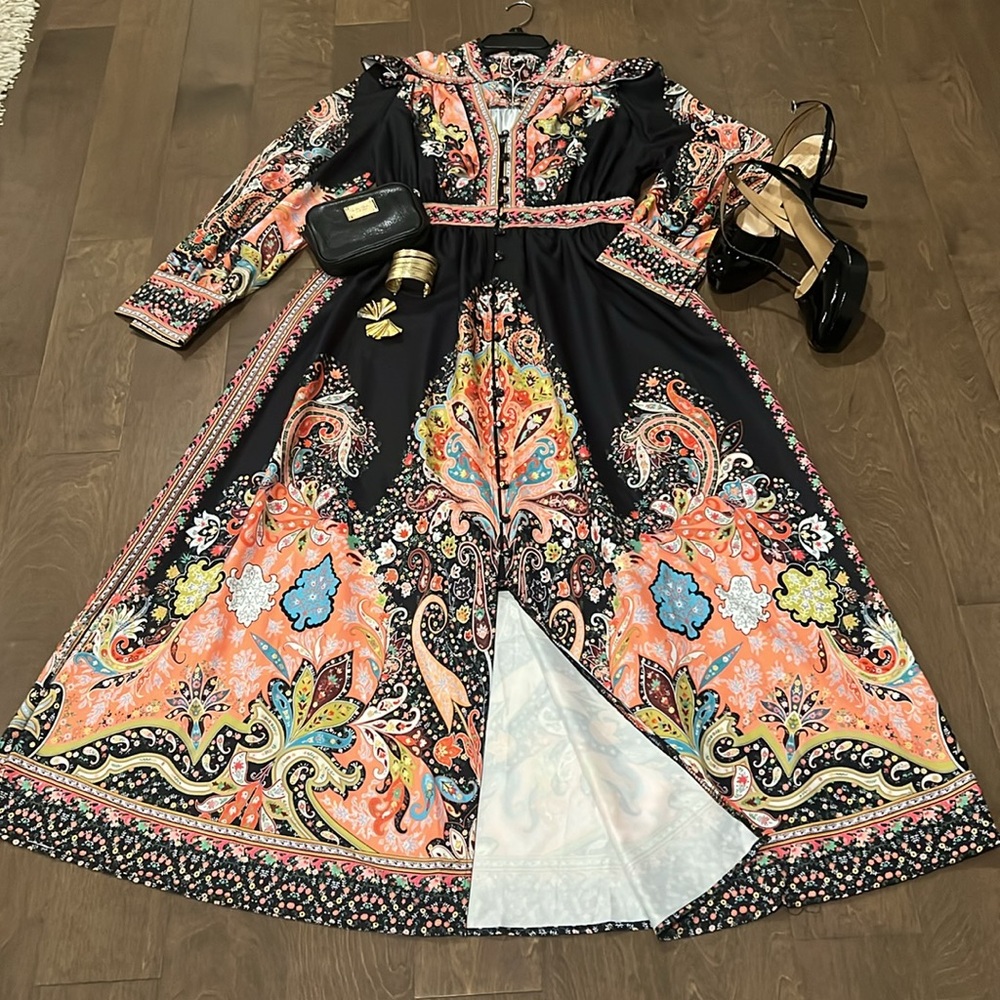 NWOT This dress is everything! Elegant Multicolor Maxi Dress - Picture 6 of 7